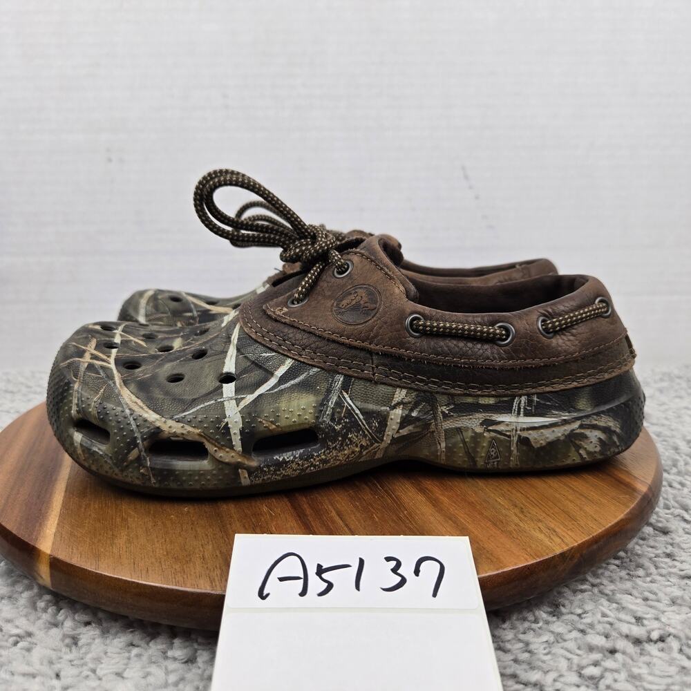 Crocs Mens 8 Camo Leather Islander Pitcrew Advantage Max-4 Realtree Comfort Clog